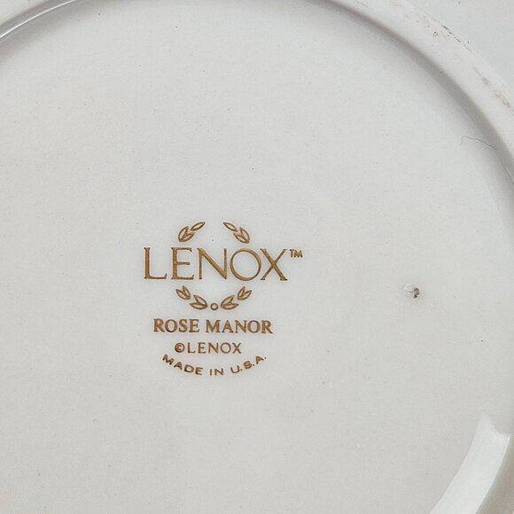 Lenox Rose Manor Scalloped Bowl Cream Pink Rose Floral Gold Trim Made in USA - Picture 7 of 9
